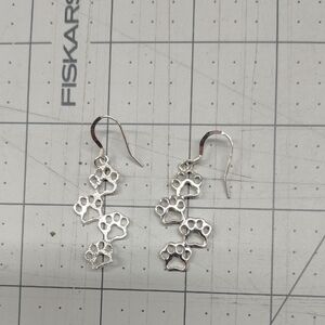 Silver Paw Print Earrings